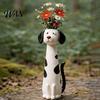 Small Vase Quirky Dog Handcrafted Whimsical Animal Flower Resin Decorative Floral Plants for Desk Shelf Boho Home Decor Gift Lovers Table Centerpiece