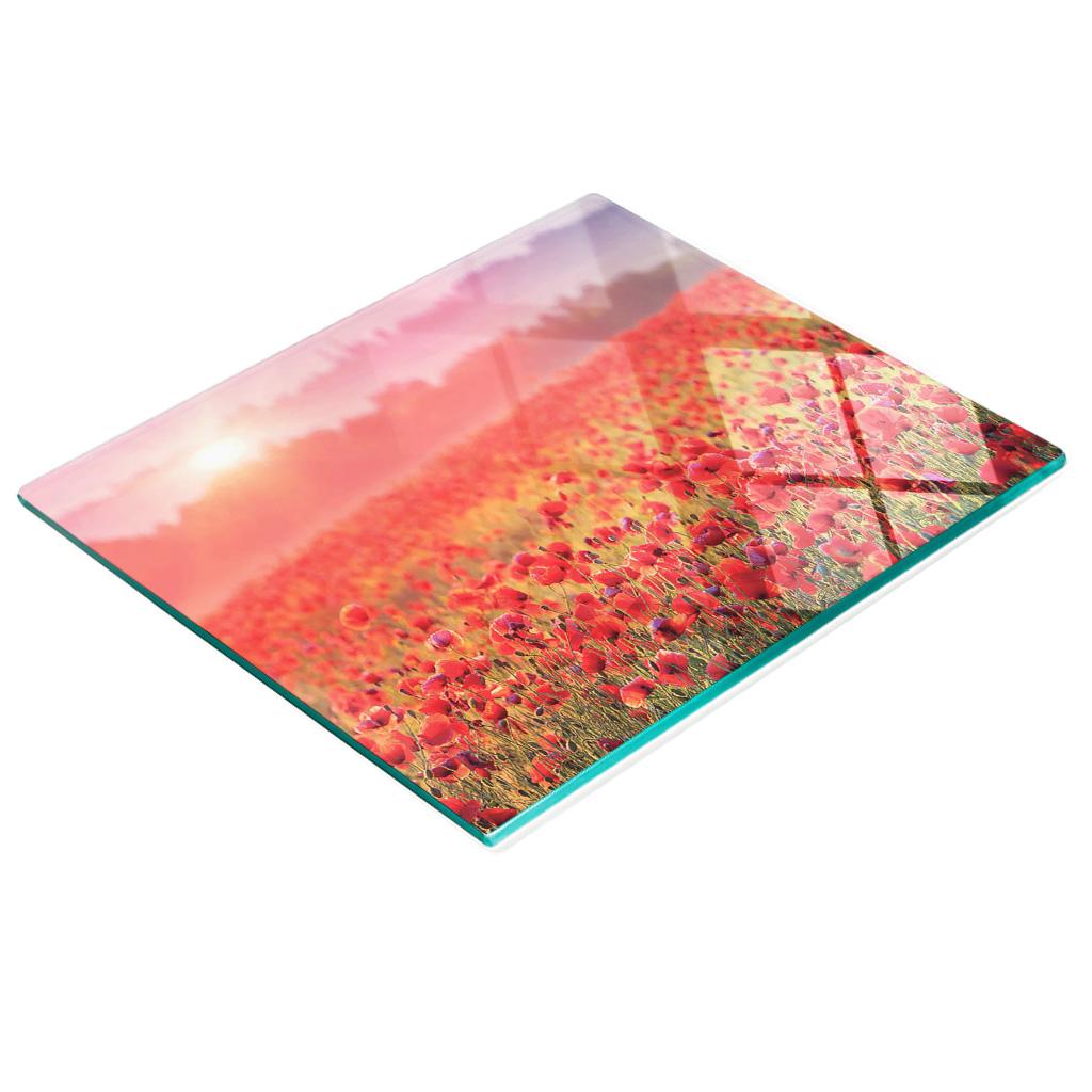 Glass Decorative Snack Serving Board Poppy Seed Field 60x52 cm