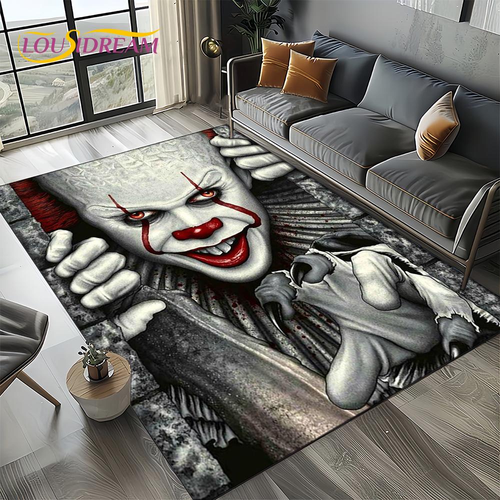 Ковер Коврик Персонаж Фильма Ужасов Чаки Пеннивайз Хэллоуин Пила для Гостиной Спальни Дома Украшение Дивана, Нескользящий Напольный Коврик