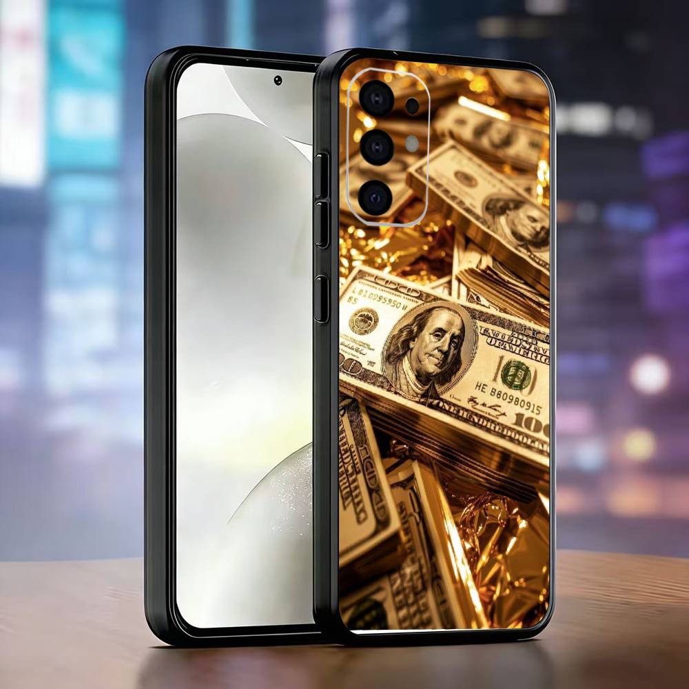 Чехол для телефона 'Деньги Золото Искусство' для Samsung S25, S24, S21, S22, S23, S30, Ultra, S20, Plus, Fe, Lite, Note, 10, Черный Чехол