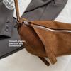 Simple Suede Leather Crossbody Bag Zipper Soft Shoulder Bag Commuting Bag Commuting