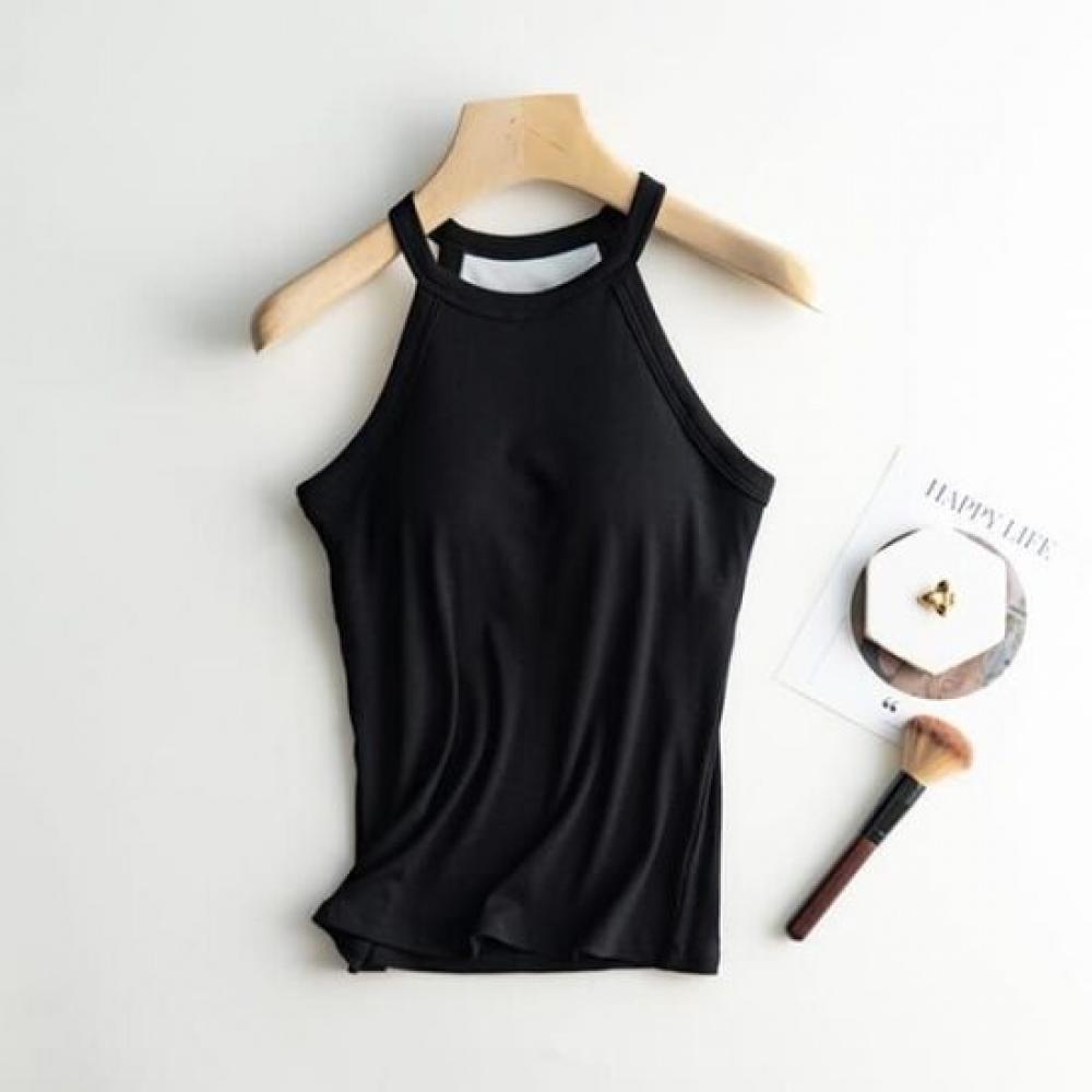 Navava High Neck Slim Fit Bra Cup Integrated Sleeveless Top Nt2707