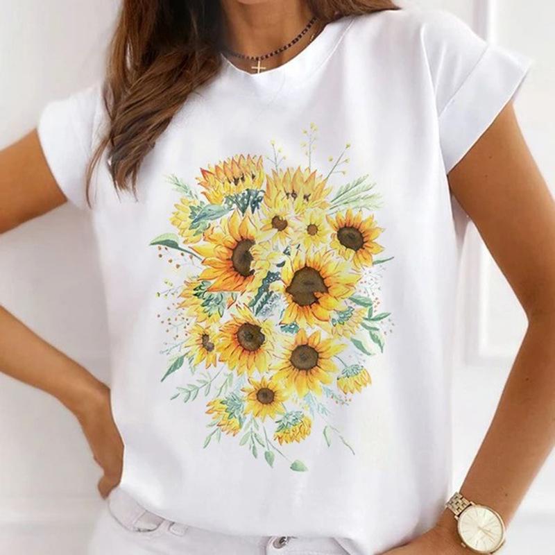 Summer Plus Size Women's Top with Letter Print Retro Pure Cotton Short Sleeved T-Shirts Women’s