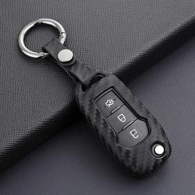 Чехол для ключей с текстурой углеродного волокна для Ford: Подходит для Mondeo, Lincoln, Mustang, Focus - Защитный чехол