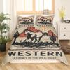 Western Cowboy Duvet Cover Set Twin Size,Horseshoe Stars Cowboy Hat Pattern Comforter Cover Rustic Vintage Southwest Bedding Set