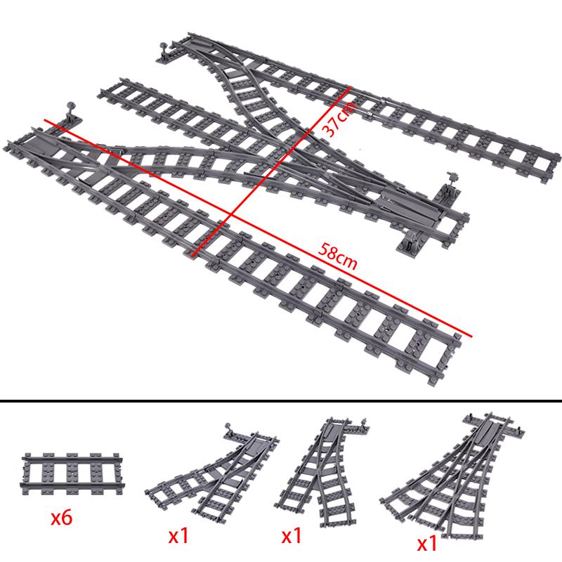 Creative Expert Ideas City Train Single Slip Switch R40 Crossings Rails Tracks Bricks Building Blocks DIY Toys Kids Gift