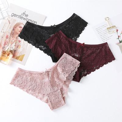 Трусики для Женщин Сексуальное Кружево Дышащее Женское Белье Трусики Прозрачные Брифы Комплект Женских Трусов M-XXL 3 Шт./лот