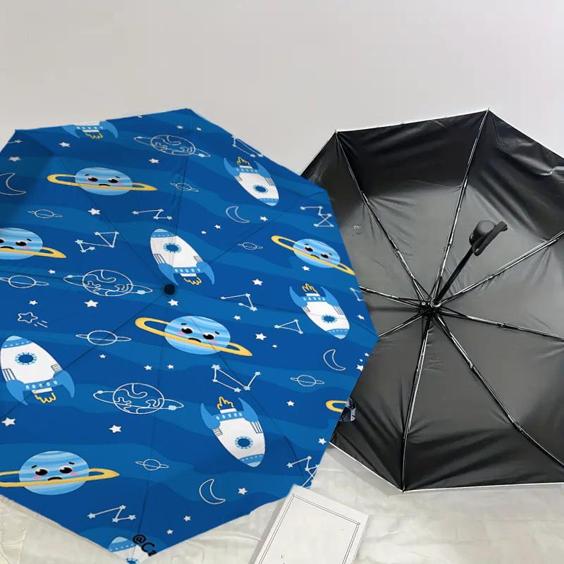 1PC space rockets Umbrella-8-Rib Reinforced, Automatic Open, Lightweight & Durable, Fashion Accessory for Outdoor-D377