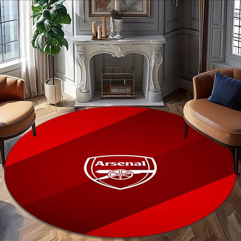 1pc A-Arsenal Carpet, Round Rug, Comfortable, Suitable for Entryways, Living Rooms, Office, And Bedrooms, Christmas Decoration