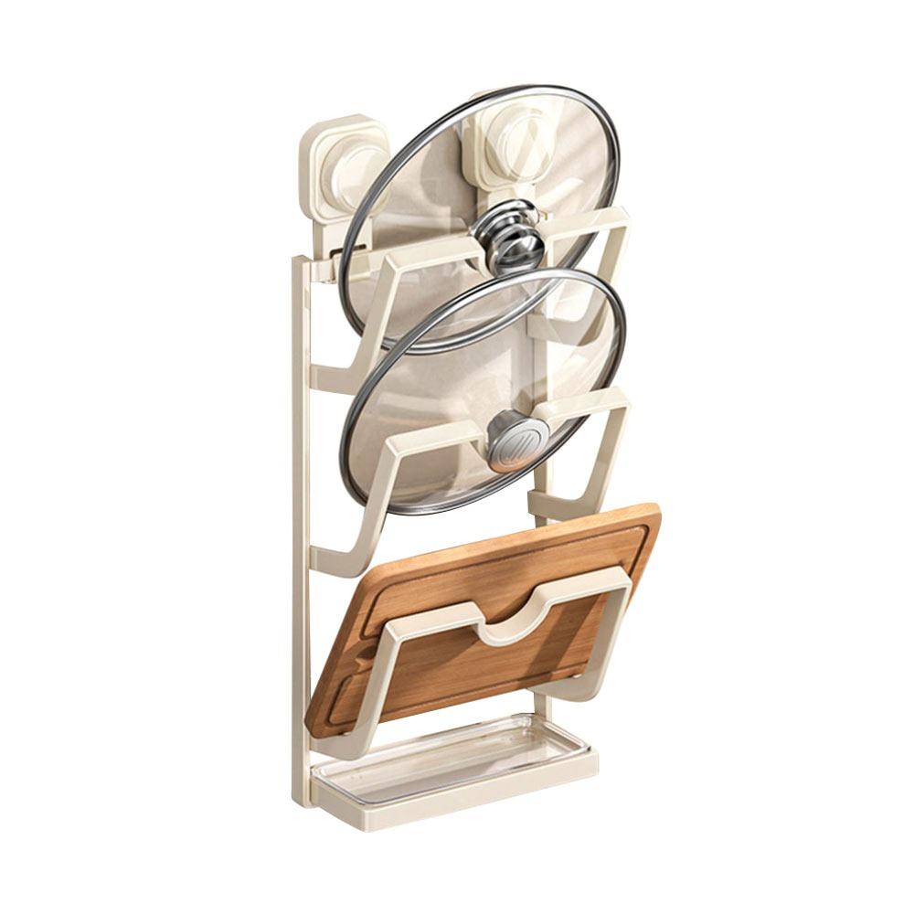 Настенный держатель для крышек с присоской, не требующий сверления, стойка для крышек, кухонная полка для хранения для кухни