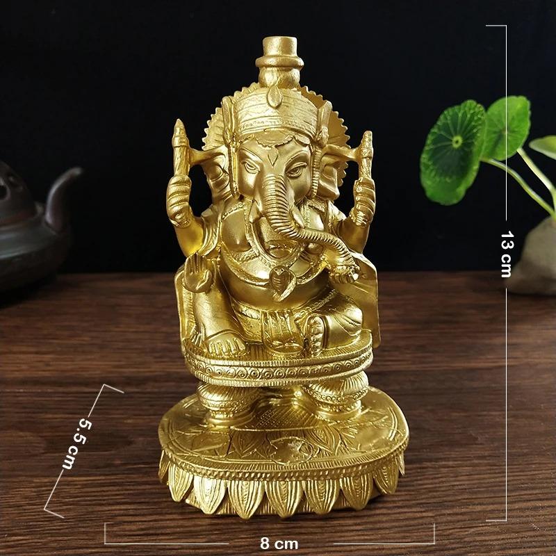 Gold Lord Ganesha Statue Sculpture Big Resin Ornaments Hindu Elephant God Buddha Statues Figurine Home Decoration Lucky Gifts