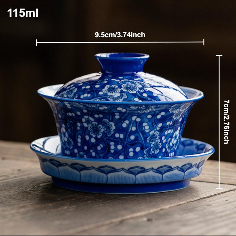 Фарфоровый Гайвань Сине-белый Слива Чайный Сосуд Цветок Саньцай Китайская Пиала для Кунг-фу с Ситечком Чайная Чаша Бытовая Кухонная Посуда для Чая