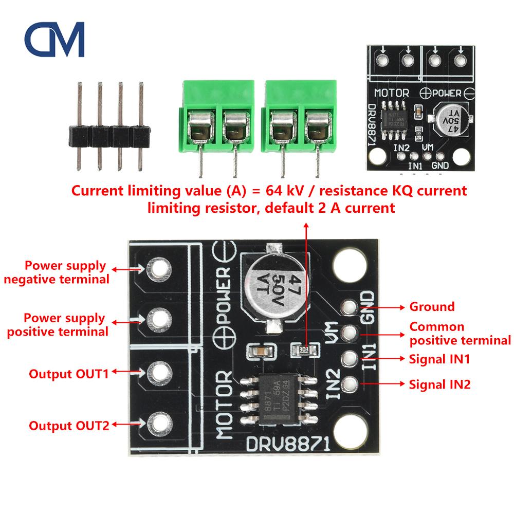 1/1/1pcs DRV8871 DC 6.1-11V H-Bridge Motor Driver Module 1.6A Brushed DC Motor Control PWM 11A Sinking Source for DIY Robot