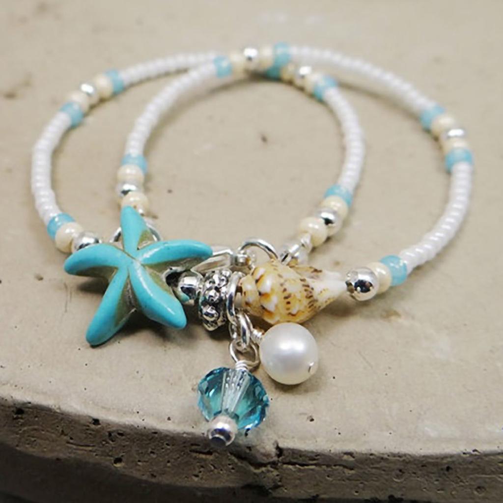 Женский браслет на щиколотку, модный, регулируемый, подвеска в виде морской звезды, бисерные браслеты на щиколотку, ювелирные изделия