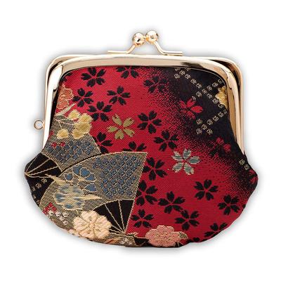 Кошелек Kyoto Geibido Nishijin Ori размером 3 дюйма, ручная работа японцев, сделано в Японии, кошелек 3,3 дюйма, мастера, выкройка, (черный, веер, красный)