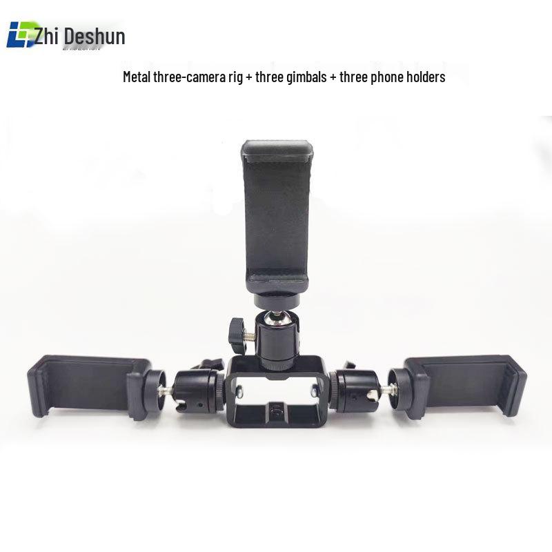 Металлическая подставка для телефона с камерой для прямой трансляции с регулируемым трехпозиционным кронштейном и резьбовыми отверстиями 1/4 3/8