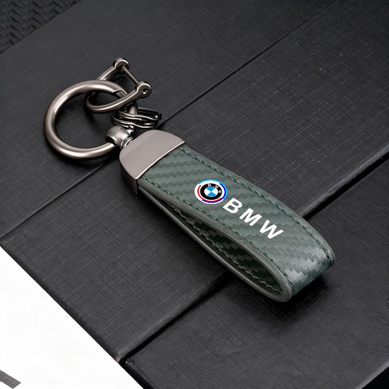 Carbon Fiber Leather Car Badge Keychain Keyring Holder Pendant For BMW 50th Anniversary M3 M4 M5 G42 G30 G20 E39 E87 F44 F07 F34 pzcr42
