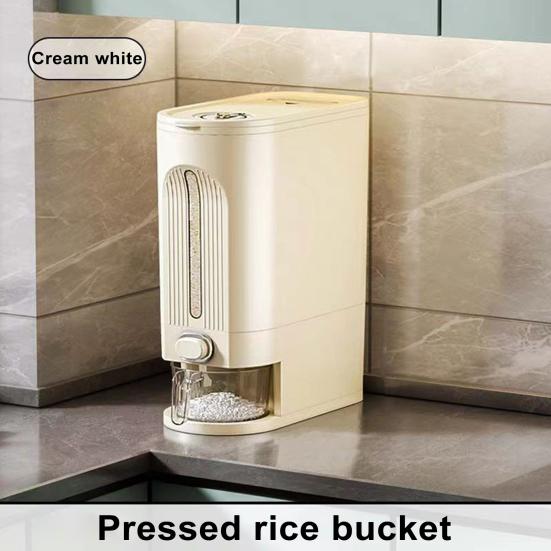 Rice Dispenser with Measuring Cup Large Capacity Clear Visible Airtight Flour Beans Cereal Grains Food Storage Container Kitchen Supplies