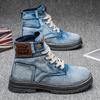 Retro Ankle Boots Men Western Cowboy Boots Man Designer Canvas Shoes Designer Men's Motorcycle Boot Plus Size Botas Hombre 2025