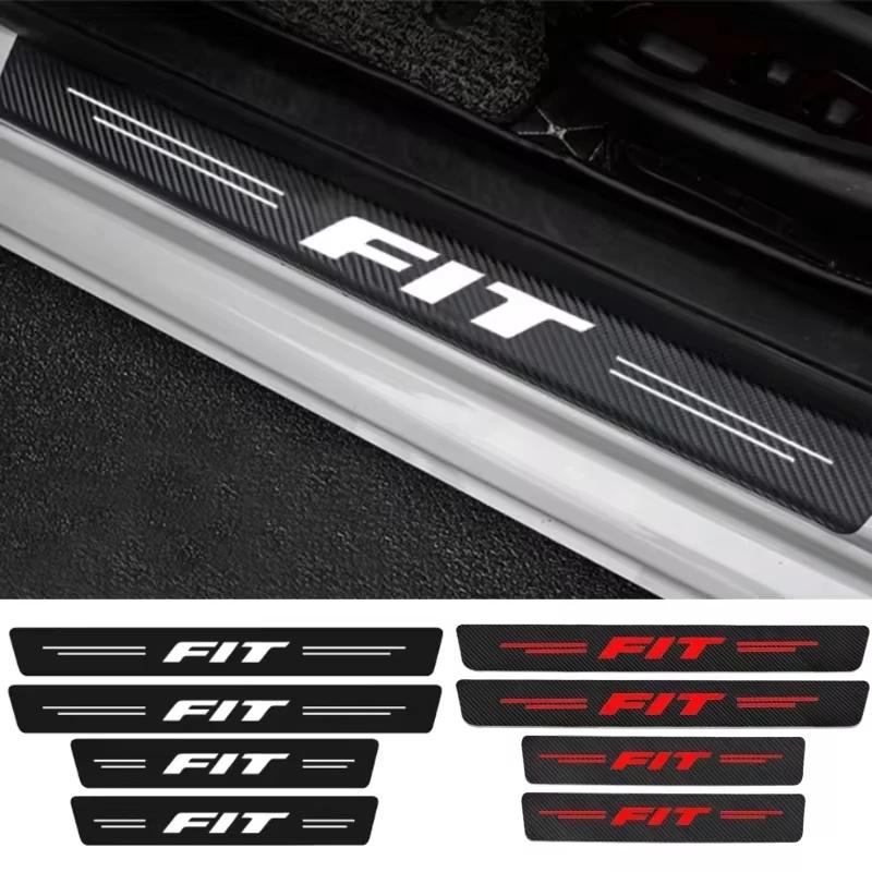 4pcs Car Sill Pedal Rear Bumper Protection Stickers for Honda FIT Logo 2021 2020 2019 2018 2017 2016 2015 2014
