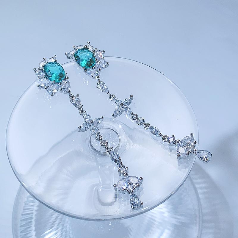 Роскошные женские серьги с блестящим цирконием AAAA, высококачественные женские серьги с зеленым драгоценным камнем, вечерние наушники, подарок на годовщину