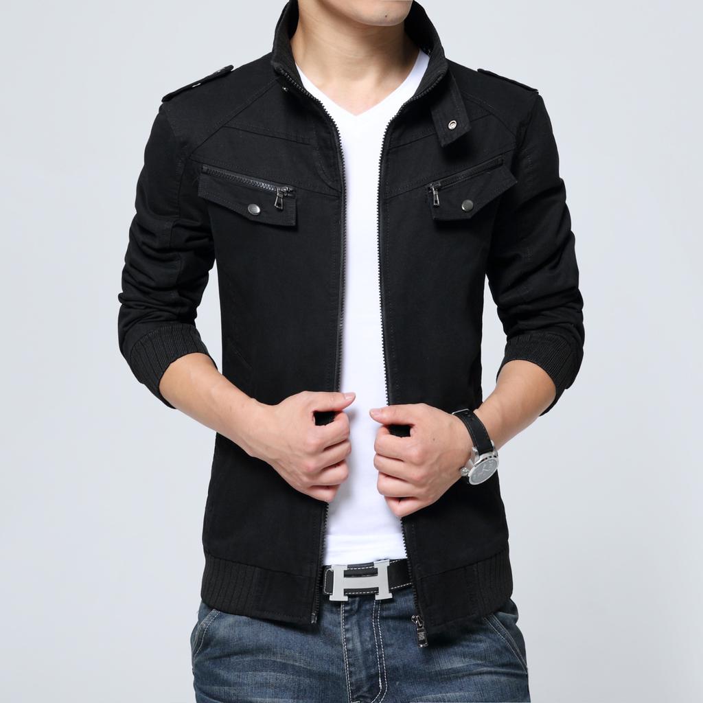 Повседневная куртка мужская осенне-зимняя мужская корейская версия приталенная модная куртка с воротником-стойкой из вымытого чистого хлопка мужская куртка одежда