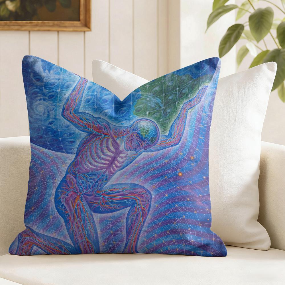AAlex GGrey Trippy Psychedelic Cushion Cover Natural Linen Double Sided Print  Throw Pillow Case for Sofa Couch Home Decor
