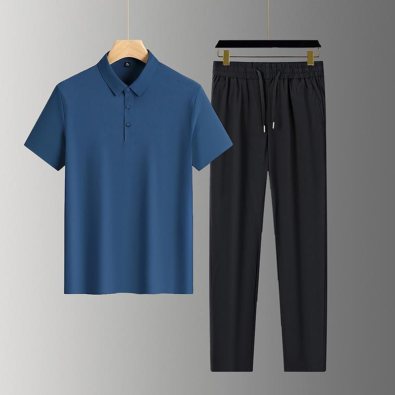 Summer Men's Short Sleeve Casual Lapel Collar Ice Breathable Versatile