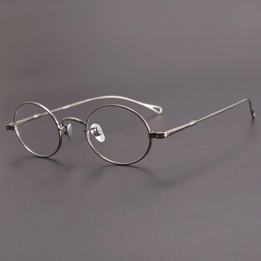 Круглая оправа для очков из чистого титана в стиле ретро M5-MOD01: Черный, маленький, подходит для людей с близорукостью