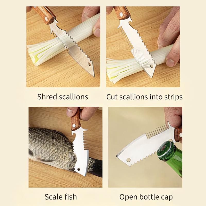 Stainless Steel Knife Head for Cutting Scallions Strips Ergonomic Handle Kitchen Tool for Convenient Cooking in Households