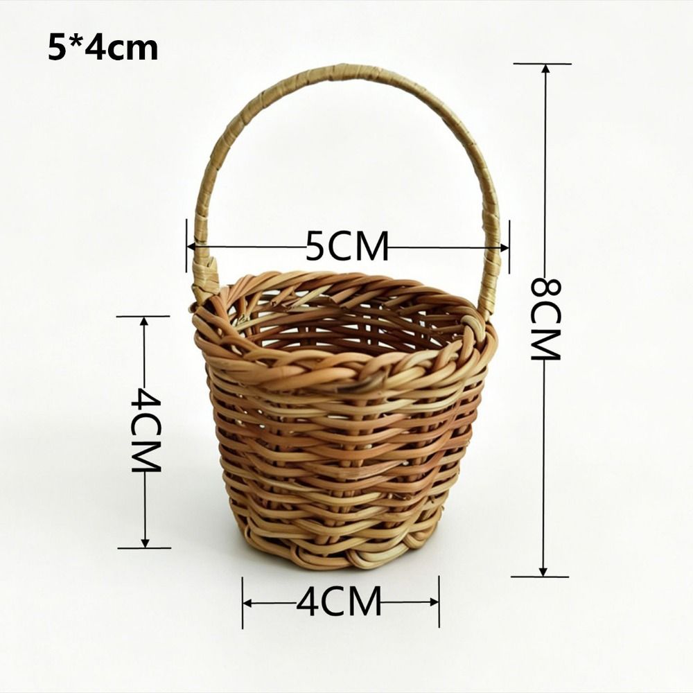 Handwoven Weaving Flower Basket with Handle Vegetable Fruit Flowers Holder  Living Room Decoration