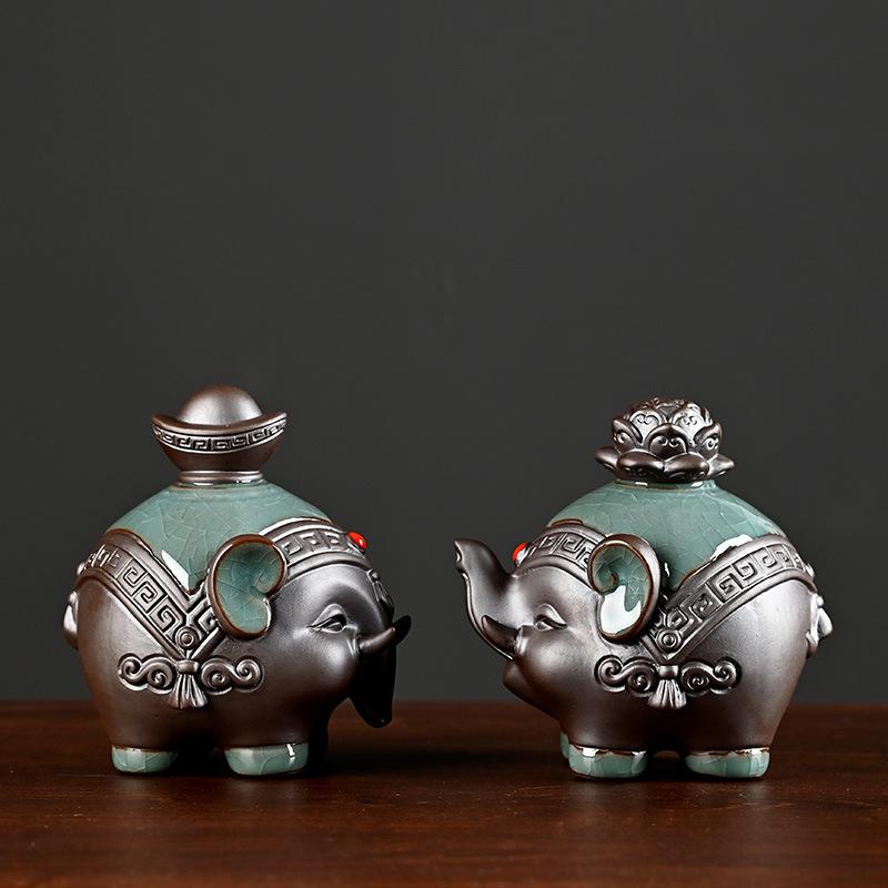 Скульптура «Статуя слона, приносящая удачу», керамика фэн-шуй, статуэтка, приносящая удачу, украшение для дома, украшение для полки автомобиля, офисный декор