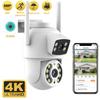 6MP 4K Двойная линза с двойным экраном PTZ Wifi камера ИИ обнаружение человека Автоматическое слежение Беспроводная наружная камера наблюдения Приложение iCSee