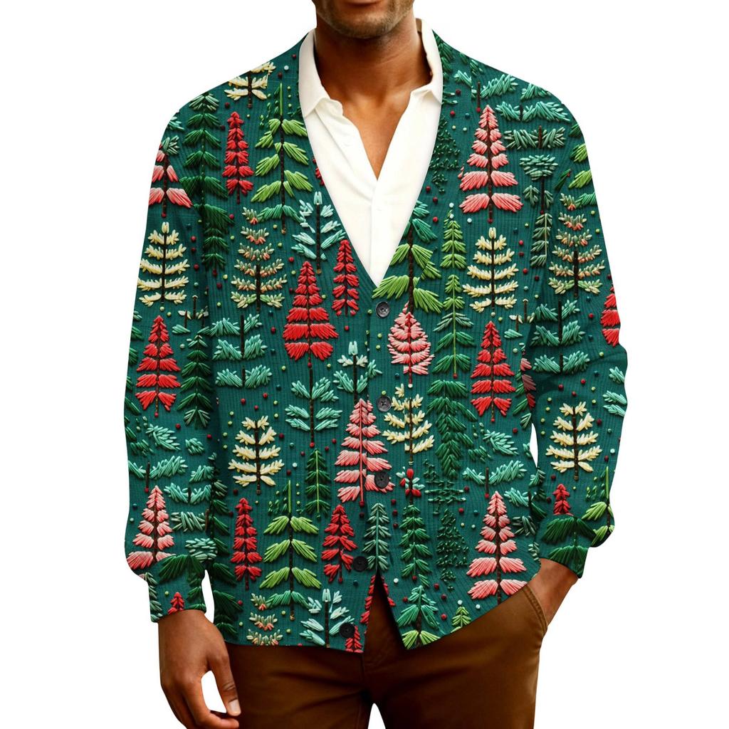 Мужской кардиган с длинным рукавом, рубчатой вязки