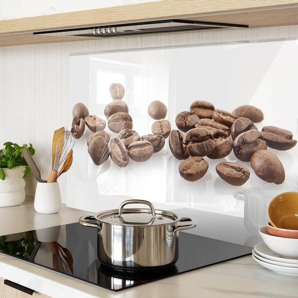 Durable and Stylish Glass Kitchen Board with Coffee Bean Pattern 80x52 cm