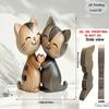 1pc  2D Flat Print - Handmade Kitten Couple Wooden Sculpture, Charming 2D Gift for Cat Lovers