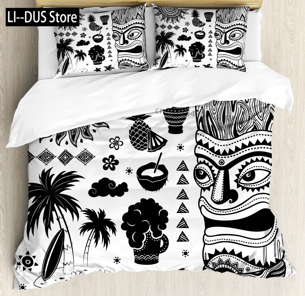 Pineapple Duvet Cover Set Tropical Theme Vintage Style Fruit Pattern Decor 3 Piece Bedding Set with 2 Pillow Shams Full Size