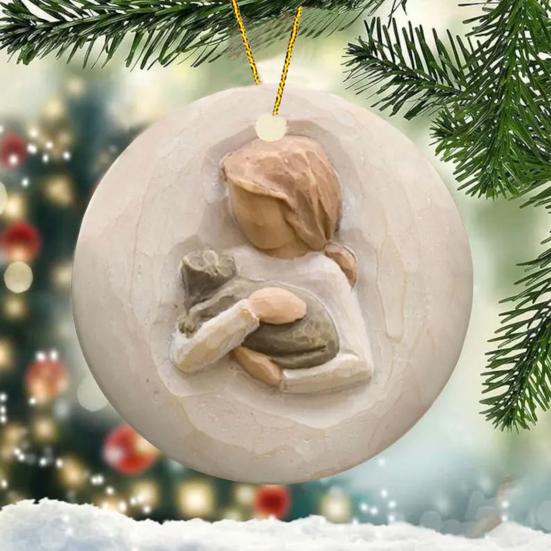 Christmas Ornament for Horse Lovers Hugging Horse Acrylic Pendant Christmas Tree Hanging Decoration Holiday Gifts for Girls Women Cowgirls