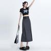 Юбка-миди с высокой талией для женщин, осенняя повседневная плиссированная длинная юбка трапециевидной формы, серая, черная, модная одежда в корейском стиле, женская Y2k