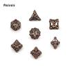 7 шт., металлические кубики из медного листа, цветка, полые металлические многогранные кубики, подходят для ролевой игры, настольной игры, карточной игры