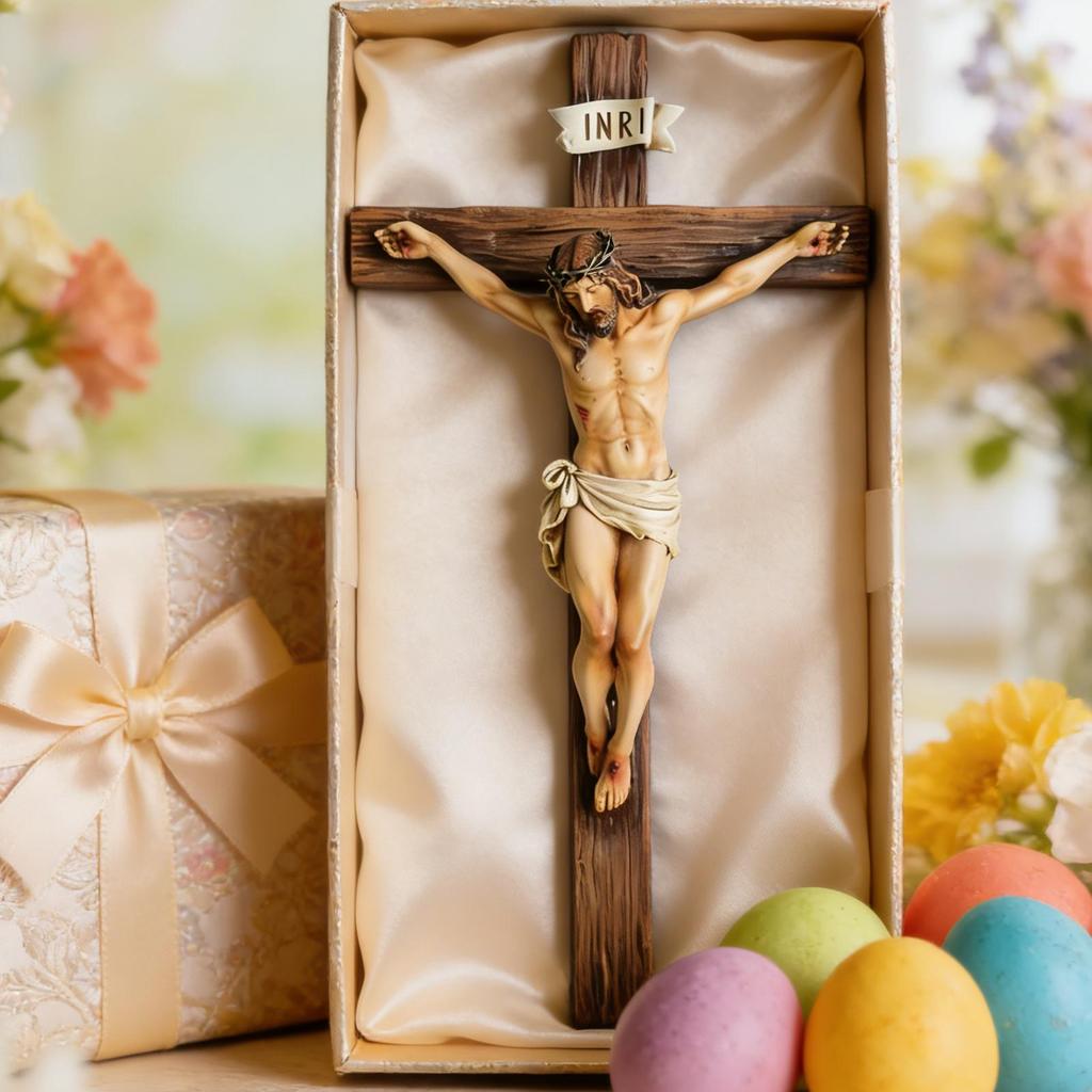 Религиозная статуэтка распятия Иисуса Христа для христианского домашнего декора, Святой Католический Орнамент-поделка для подвешивания на стену