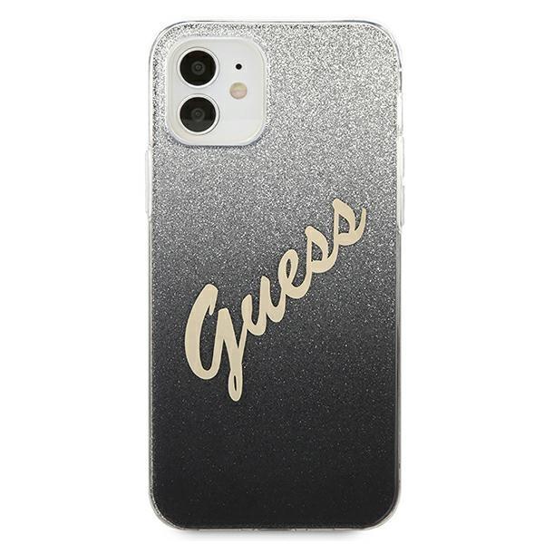 Guess Guhcp12Spcuglsbk Iphone 12 Mini5,4 Czarny/Black Hardcase Glitter Gradient Script