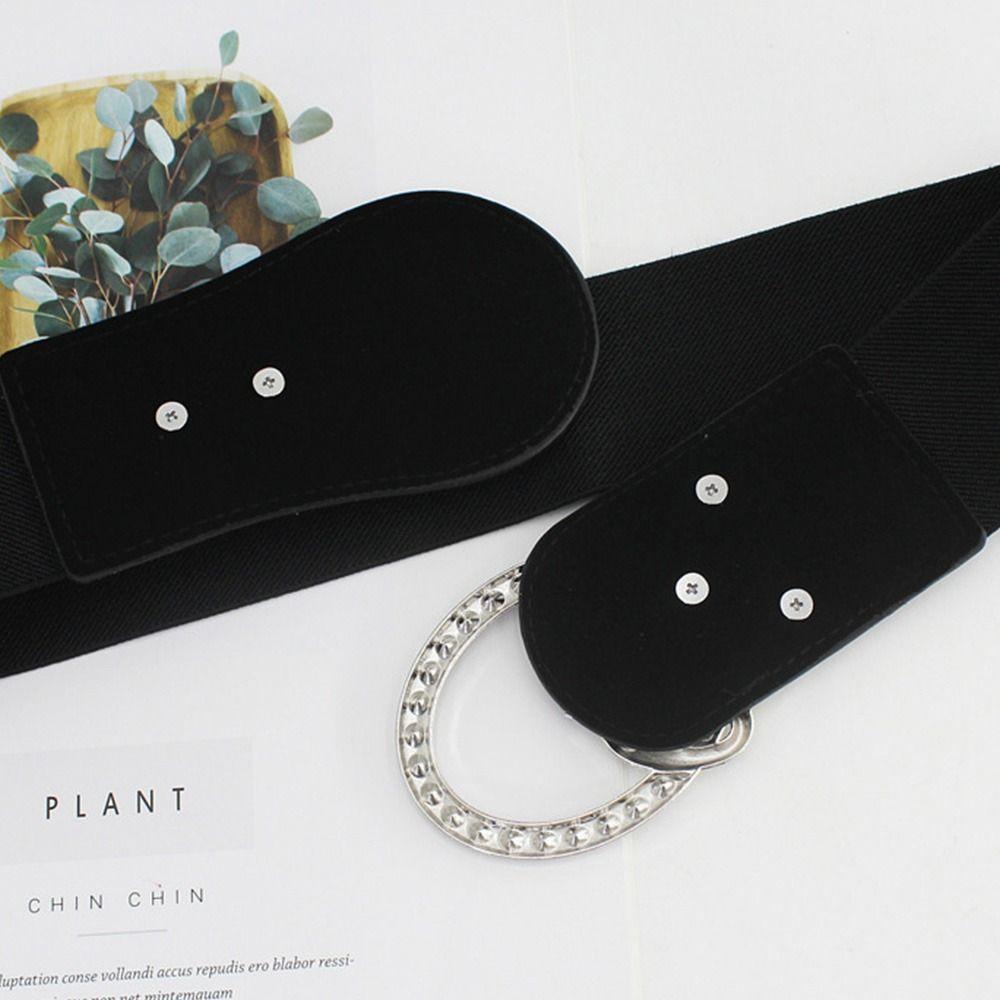 Elastic Stretch Ladies Dress Cummerbund Crystal Buckle Waistband Cinch Waist Belt Wild Skirt Bands