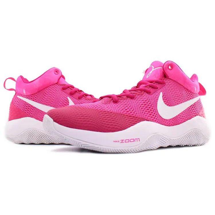 Nike Zoom Rev EP Fashion Versatile Shock Absorption Slip Resistant Durable Mid-Top Basketball Shoes Men Sneaker Pink White 852423-616