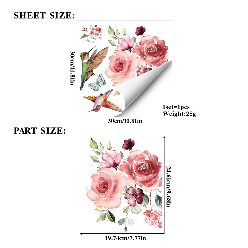 Наклейки на окна с бабочками и колибри для декора спальни и дома, плёнка для стекла, наклейки, полупрозрачная, для конфиденциальности, на статику, романтическая тема природы