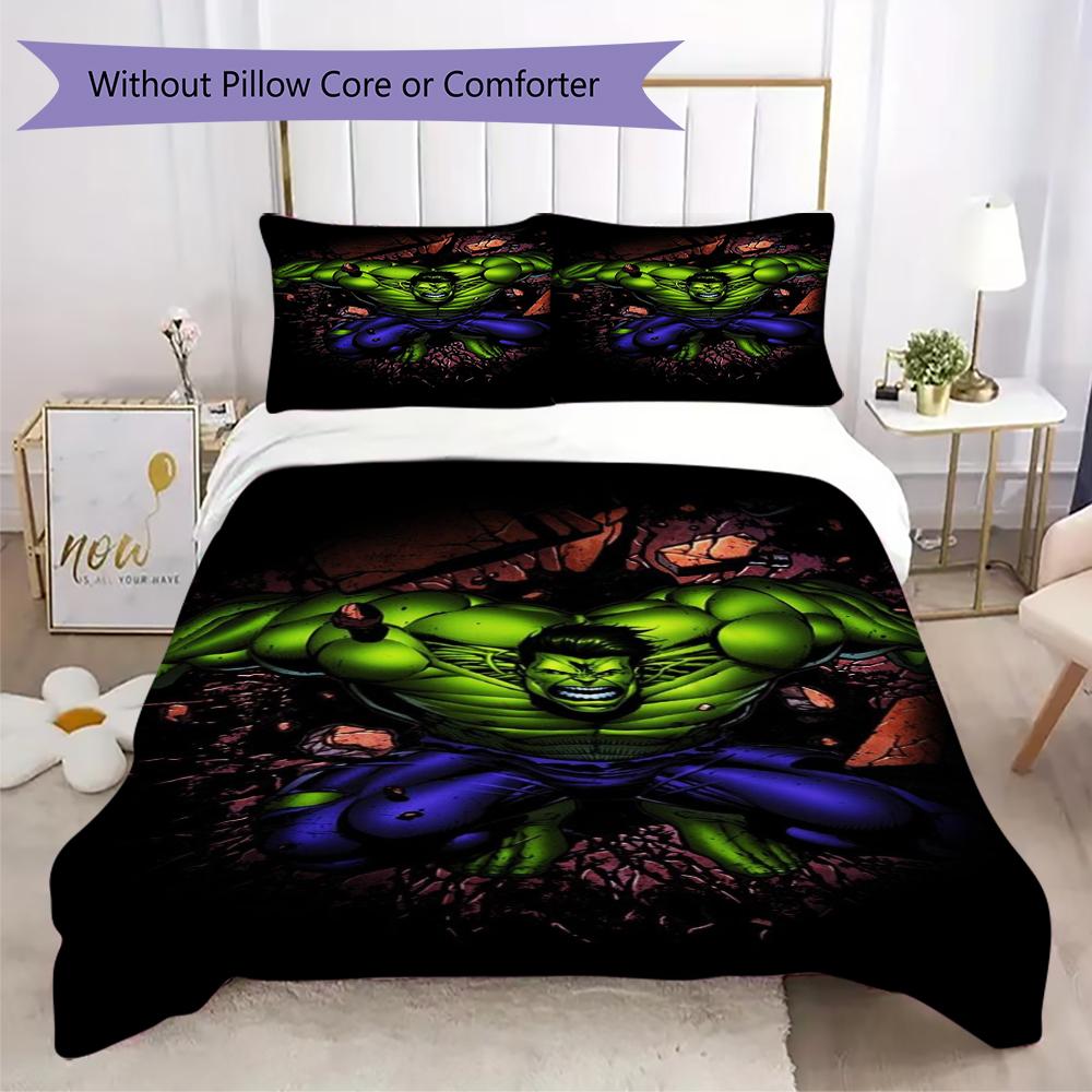 Hulk Superhero Comic Battle Bedding 1 Duvet Cover 2 Pillowcase Without Core Without Core Bedding Set Soft And Comfortable