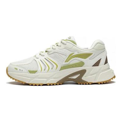Кроссовки женские Li Ning Shiguang прочные дышащие с низким верхом, белые, зеленые ARXT006-2