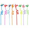 Drinking Decor Temporaty Straw Straws-Plastic Dinosaur Reusable Straws Dino Theme Cartoon Pattern