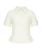 KANDINI Cream Side Shirred Ribbed Polo Shirt