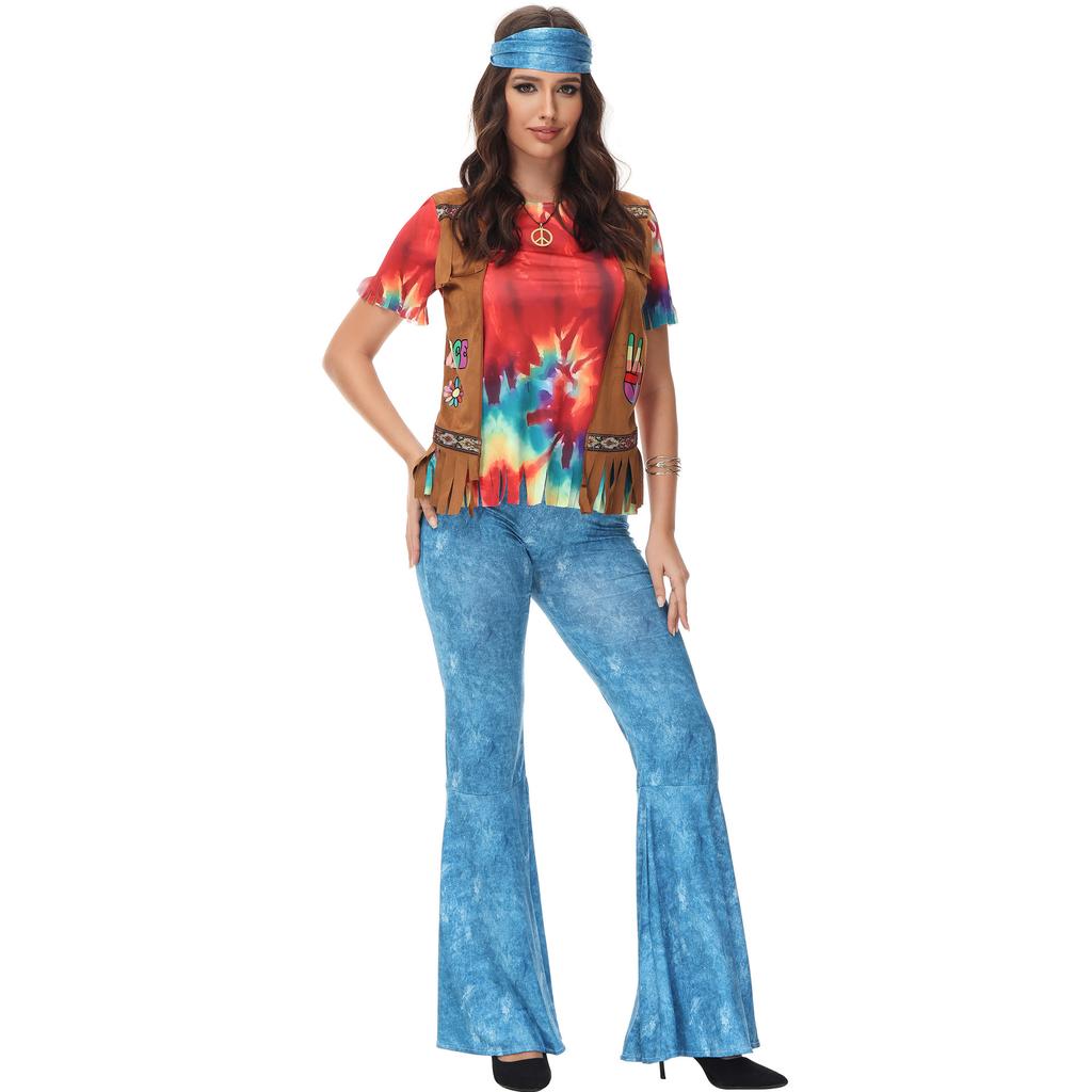 M-XL костюмы для дискотеки на Хэллоуин, сценические костюмы хиппи, примитивные индейские костюмы хиппи